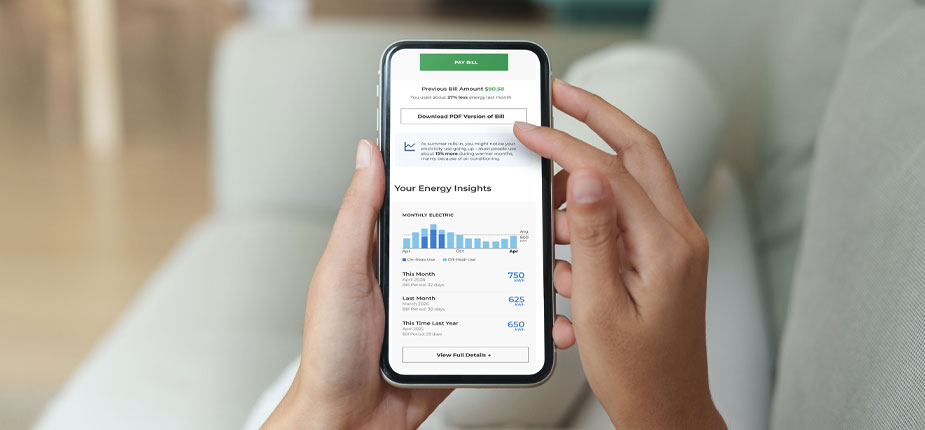 A person navigating through Consumers Energy’s eBill